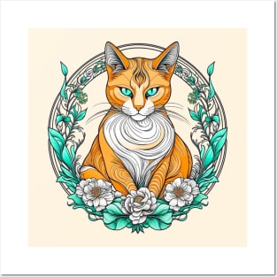 Glamourous Art Nouveau Kitty Posters and Art